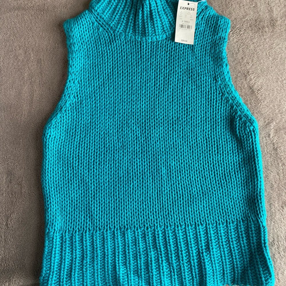 Express Turquoise Sleeveless Sweater